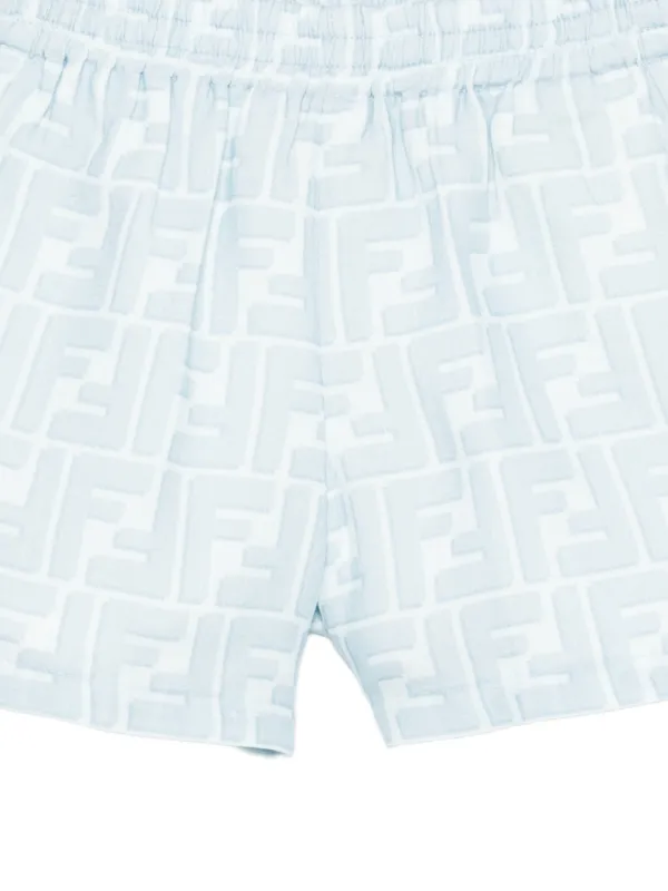 Fendi Kids FF logo-pattern Jacquard Shorts | ブルー | FARFETCH JP