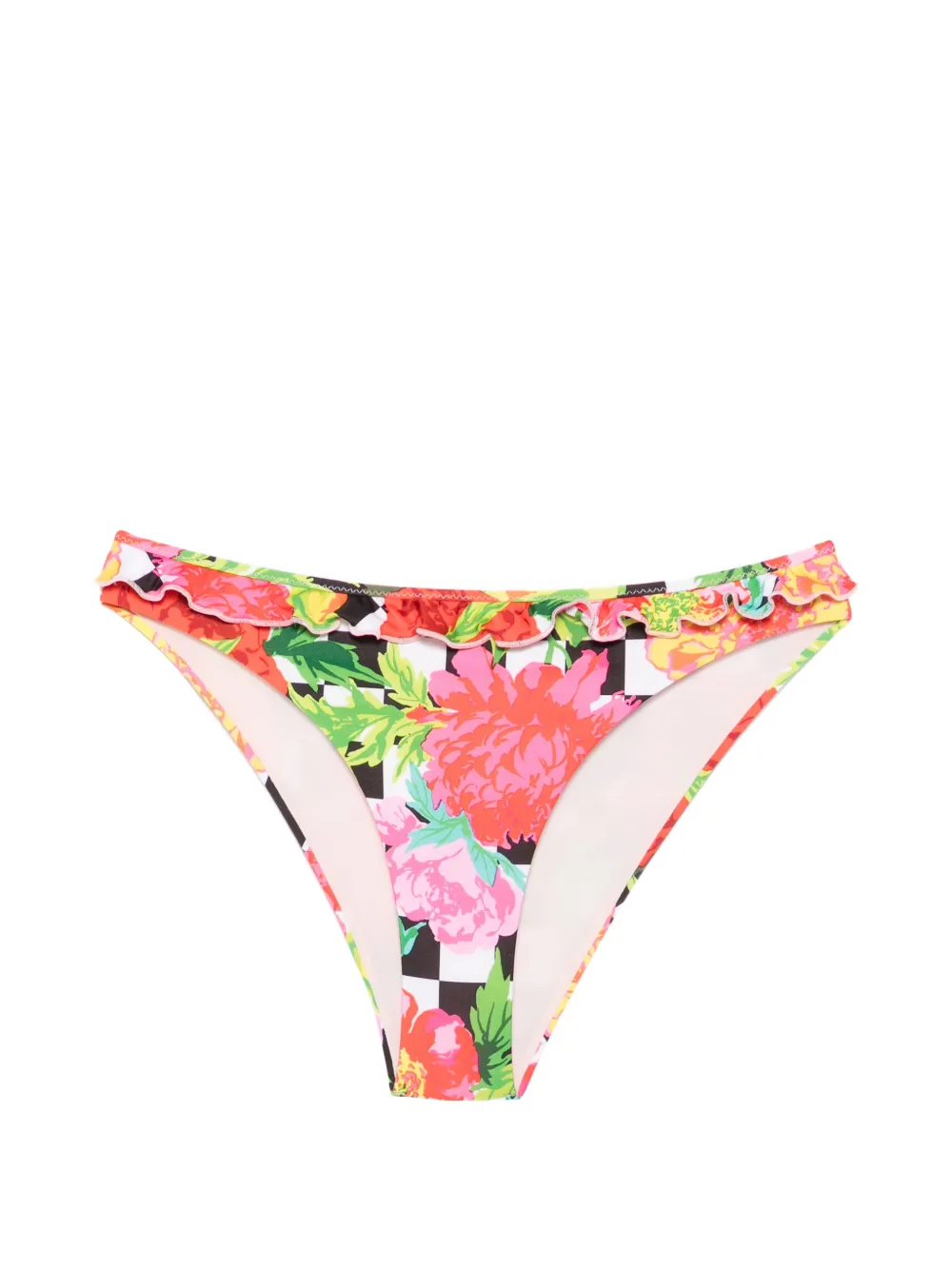 Moschino floral-print ruffled bikini bottoms - Rosa