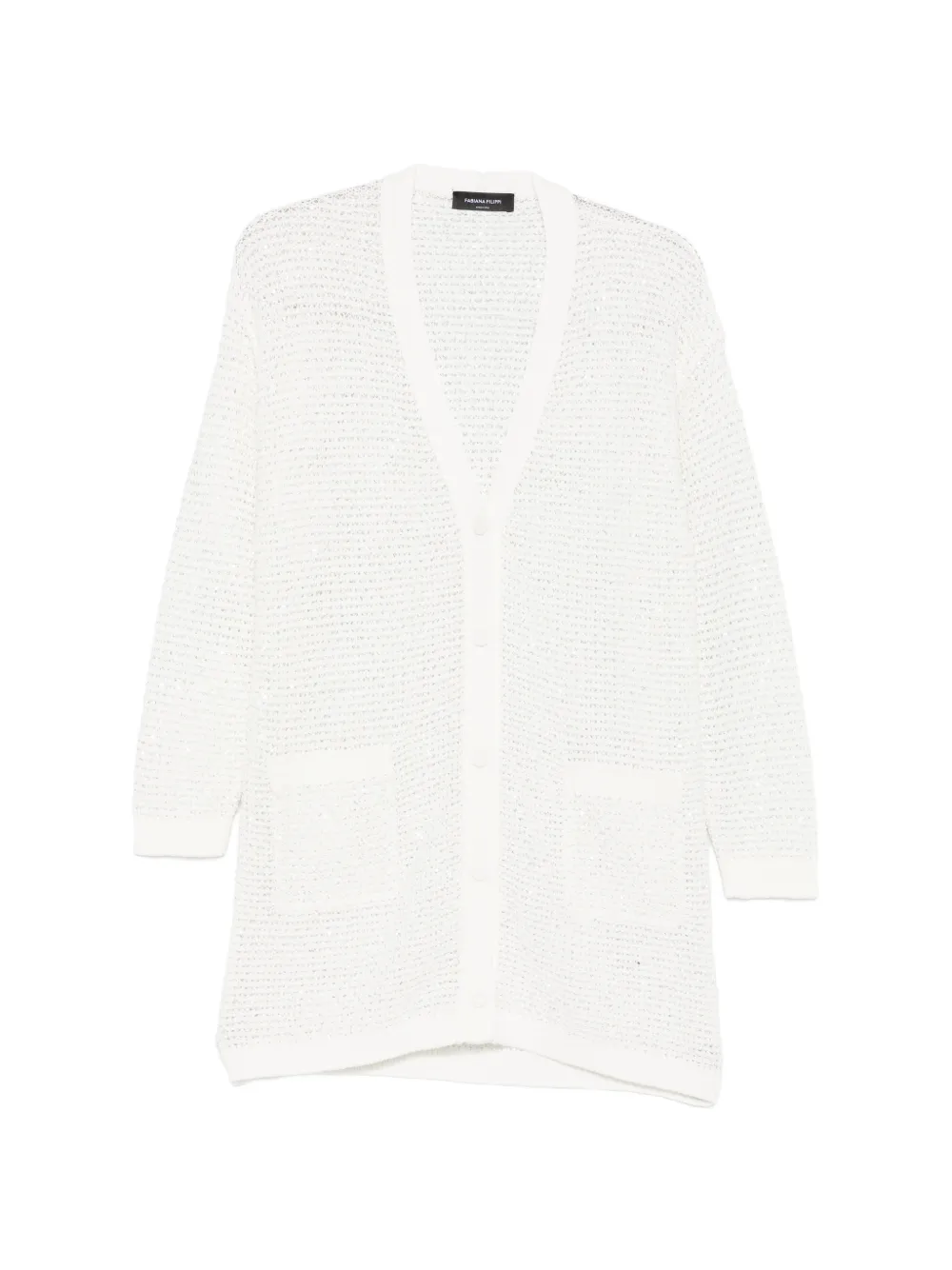 Fabiana Filippi sequin-embellished open-knit cardigan - Weiß