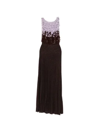 Elisabetta Franchi Red Carpet Tulle And Lurex Jersey Dress | Brown