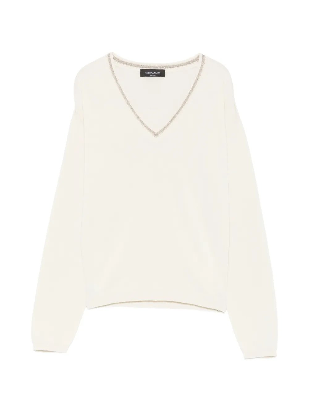 Fabiana Filippi bead-embellished V-neck sweater - Toni neutri