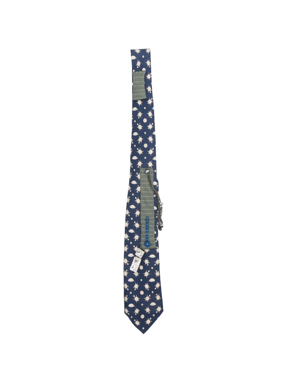 A.N.G.E.L.O. Vintage Upcycling x Stefania Bertoni customised Hermés embellished turtle-print tie - Blau