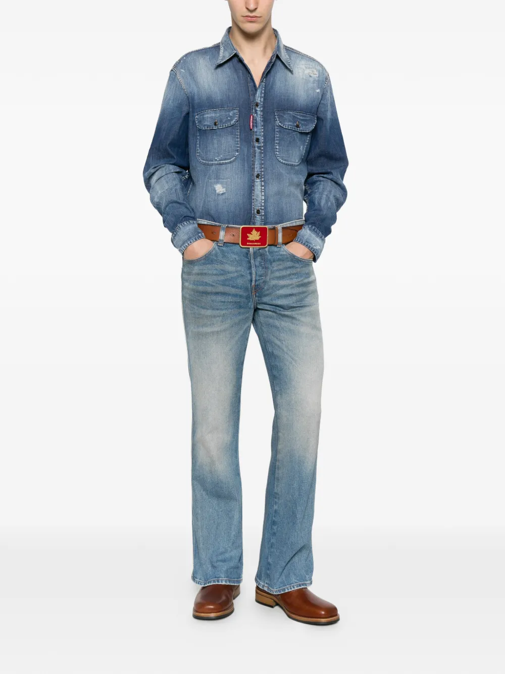 DSQUARED2 Canadian gerafeld denim overhemd Blauw