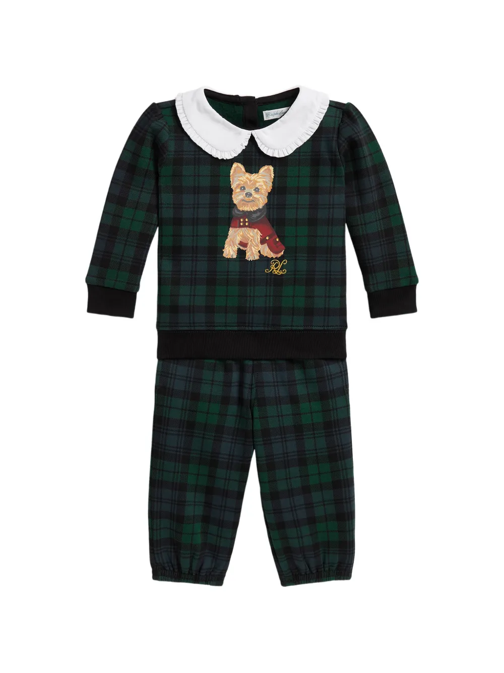 POLO RALPH LAUREN KIDS Tuta sportiva con stampa tartan - Verde