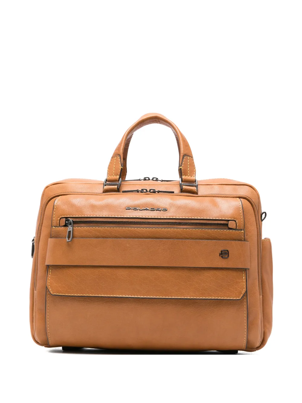 PIQUADRO Solm grained-leather laptop bag - Toni neutri