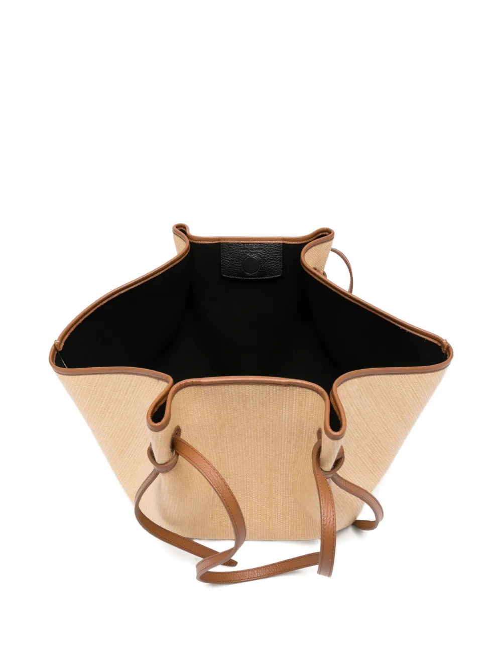 Yuzefi Mochi grote geweven shopper met leren afwerking Beige