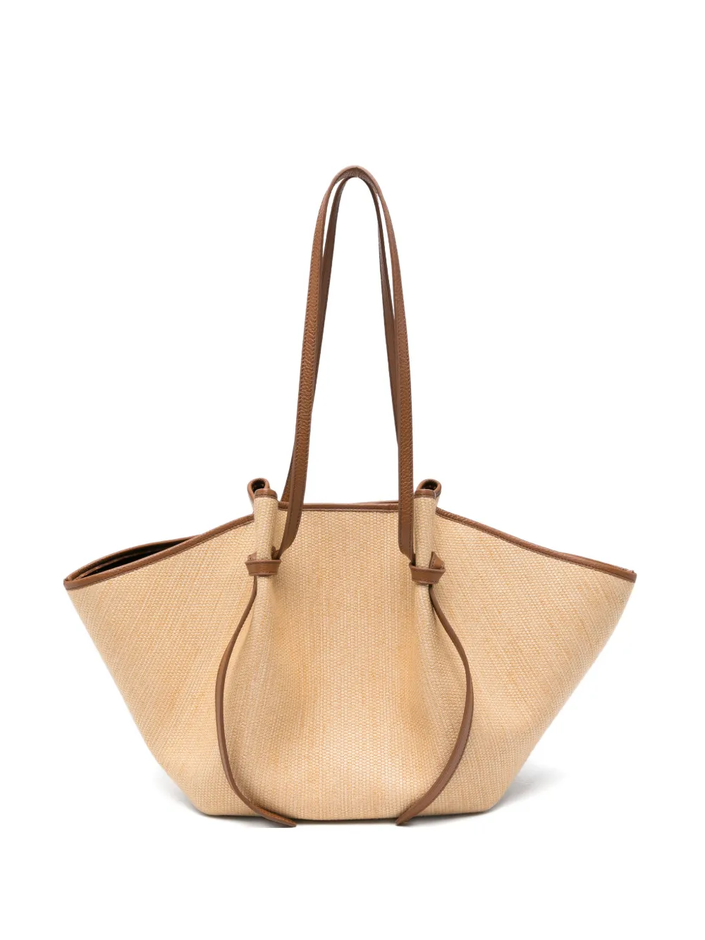 Yuzefi Large Mochi Leather-trim Woven Tote Bag In Neutral