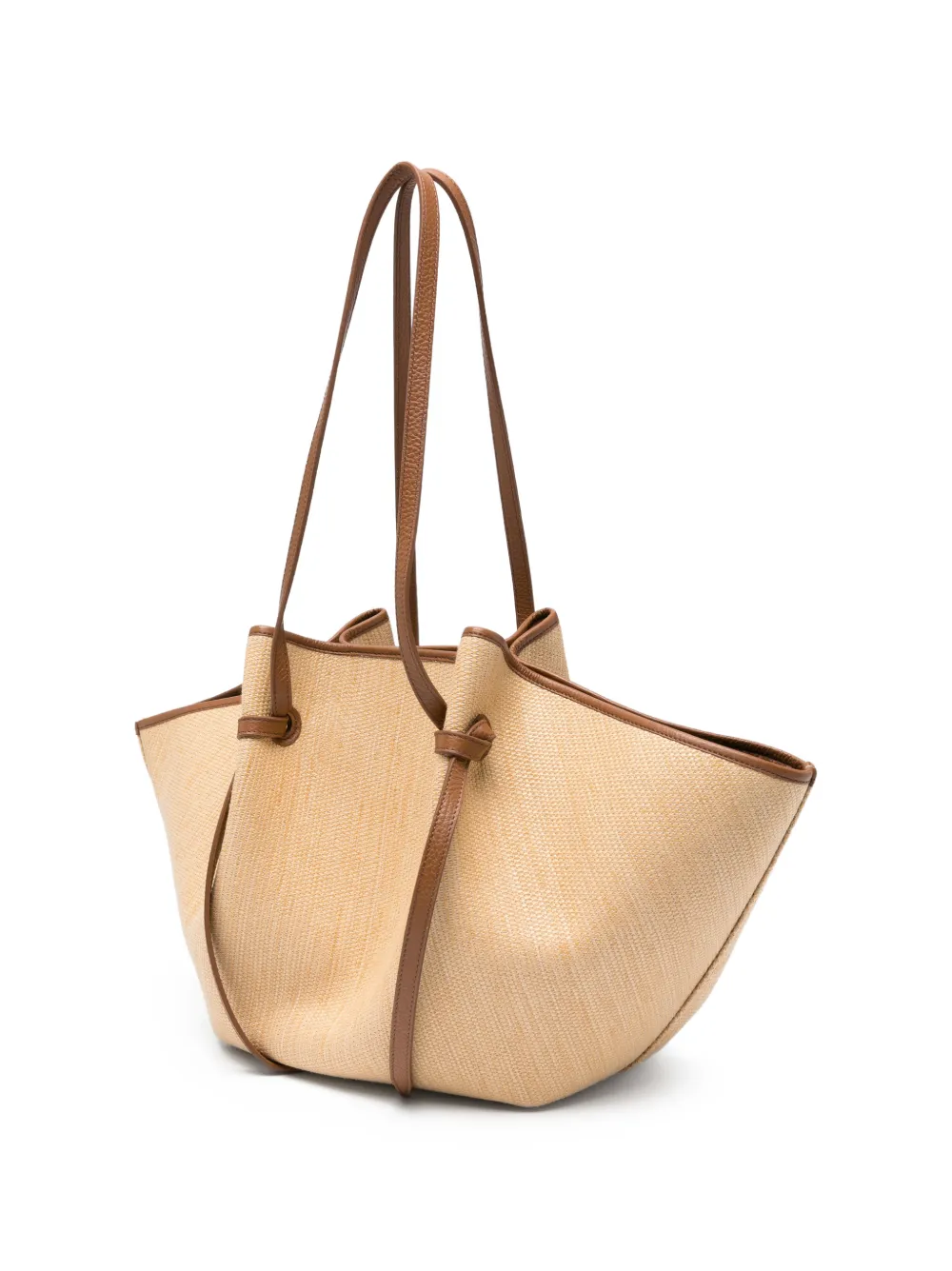 Yuzefi Mochi grote geweven shopper met leren afwerking Beige