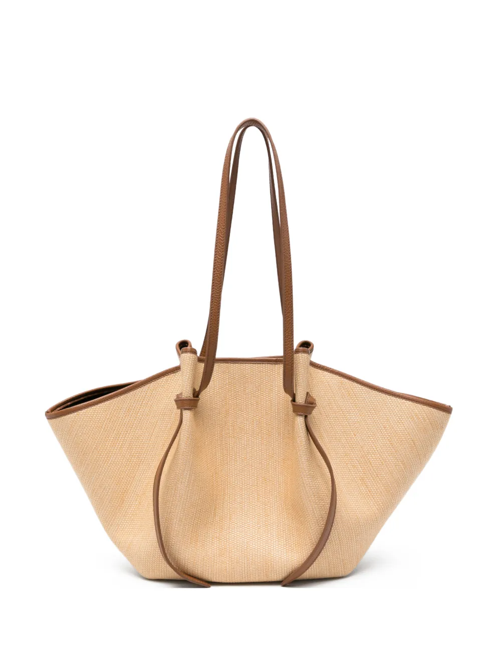 Yuzefi large Mochi leather-trim woven tote bag - Toni neutri
