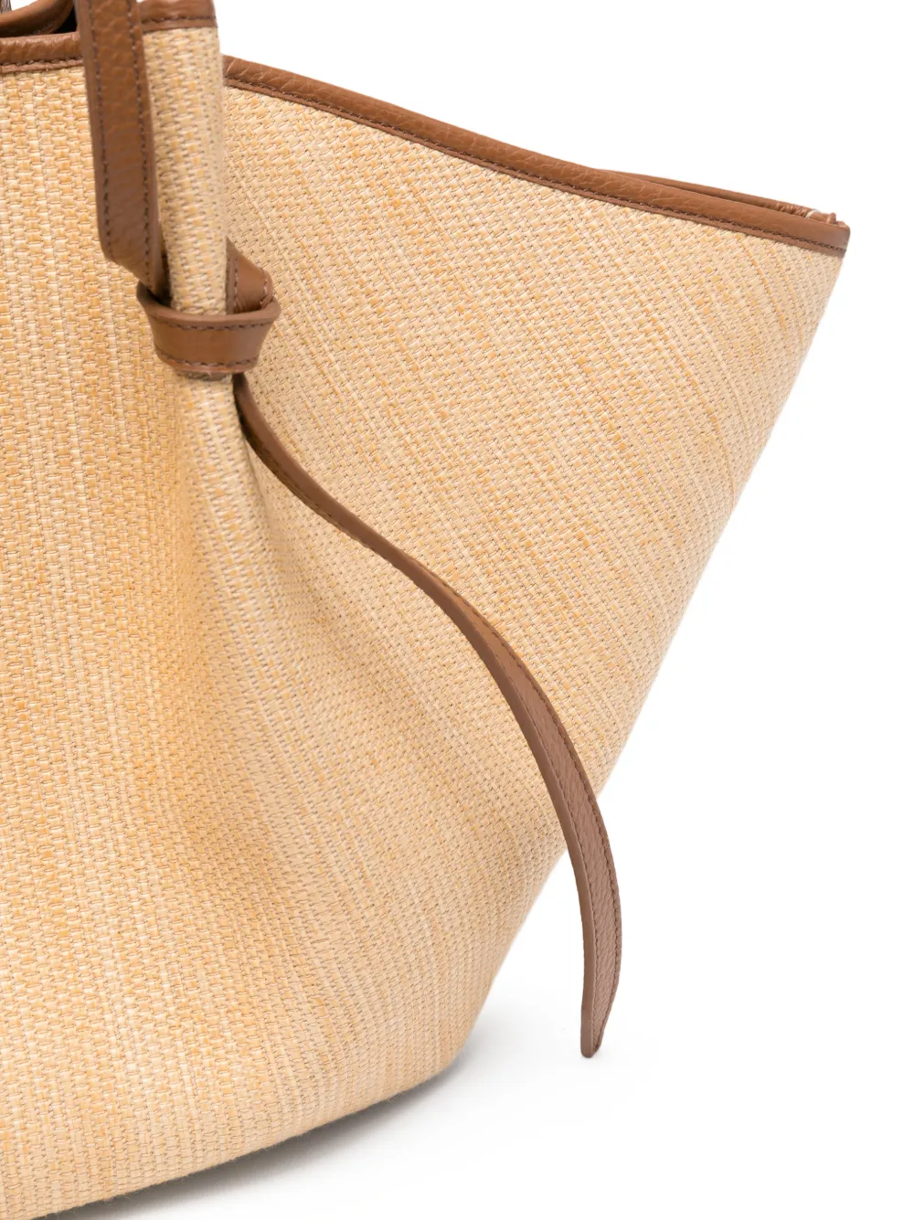 Yuzefi Mochi grote geweven shopper met leren afwerking Beige