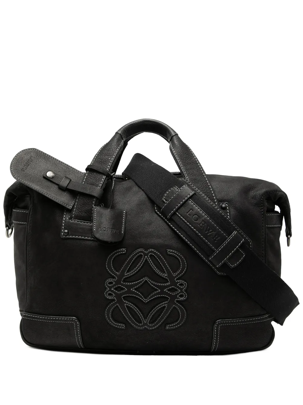 Loewe Pre-Owned 2008 Nubuck Anagram satchel - Nero