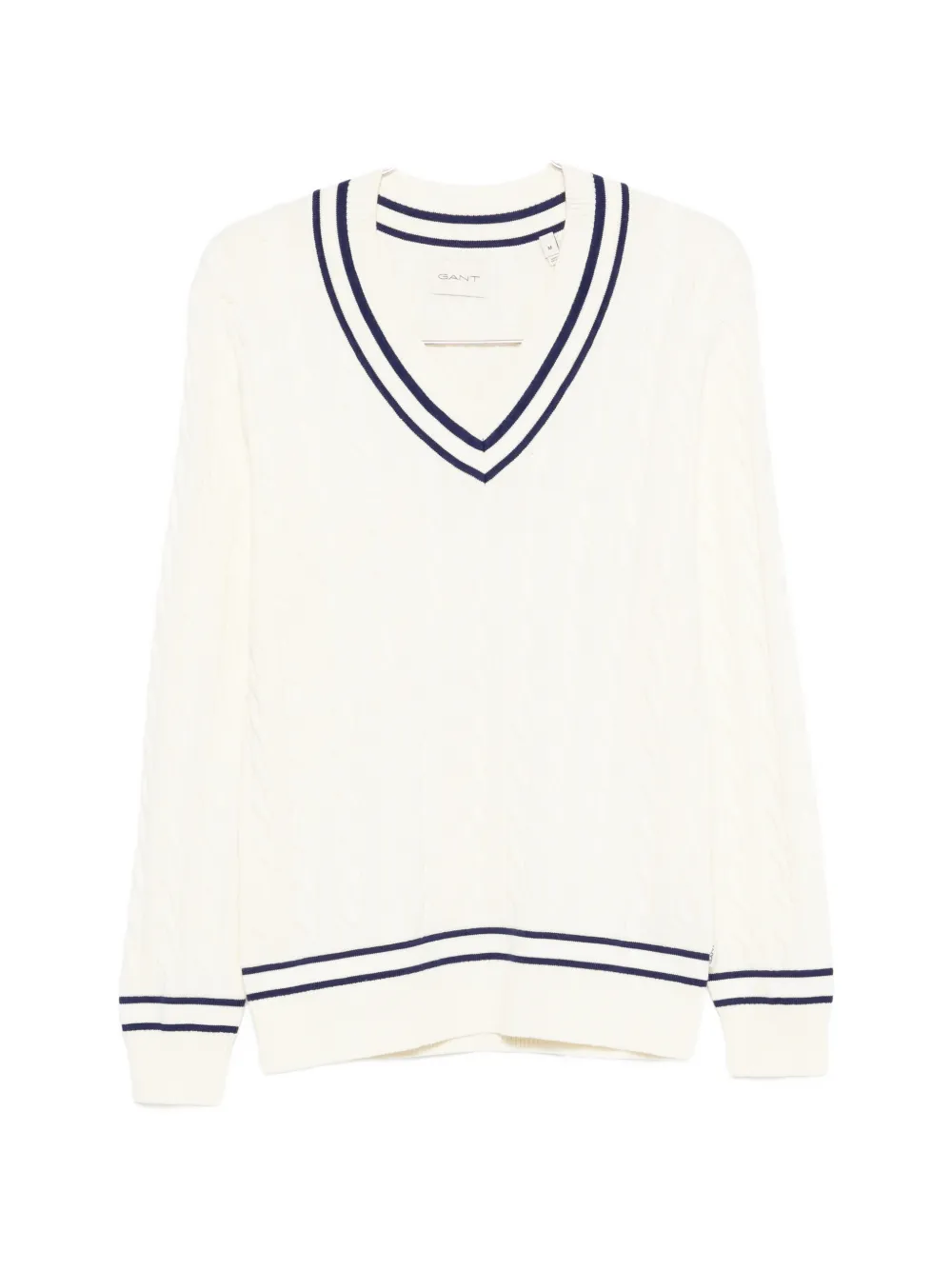 Gant cable-knit striped-trim sweater - Toni neutri