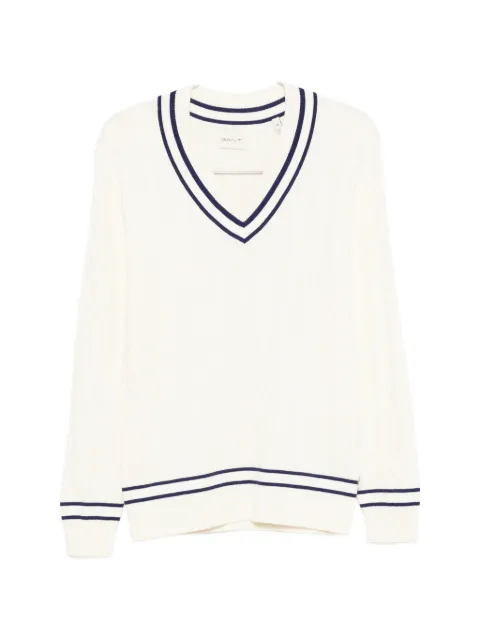 Gant cable-knit striped-trim sweater