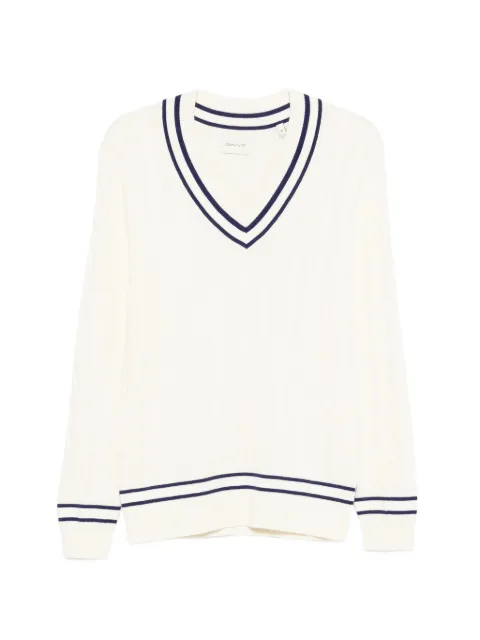 Gant cable-knit striped-trim sweater