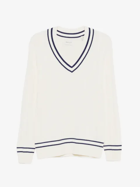 Gant cable-knit striped-trim sweater