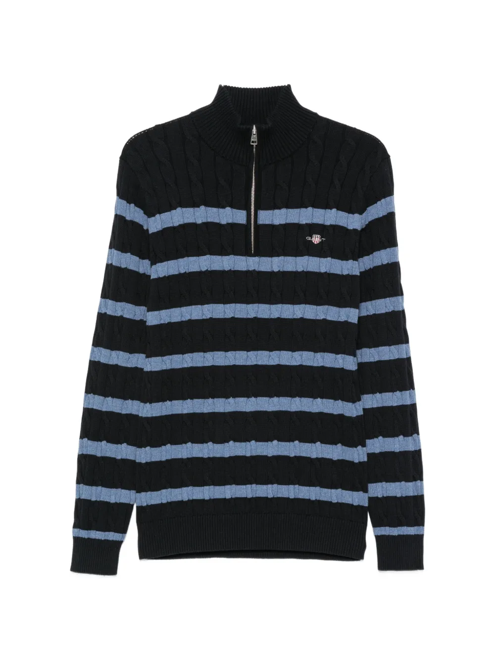 Gant cable-knit striped sweater - Nero