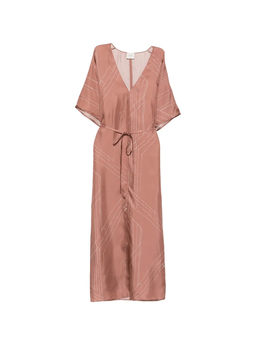 Alysi Abstract-print Tie-waist Midi Dress In Pink
