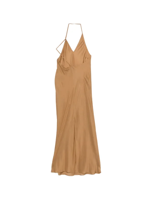 brown slip dresses Chocolate Lace Asymmetric Satin Slip Dress