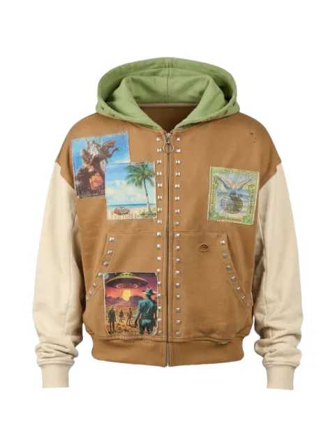 duaa studded patchwork hoodie