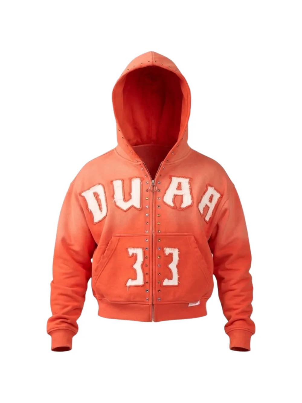 duaa distressed crystal hoodie - Arancione