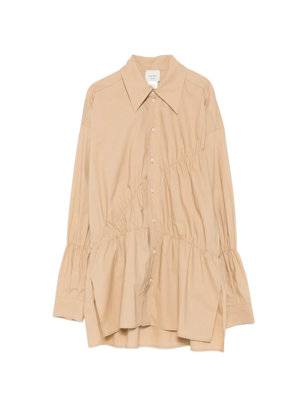 Alysi Ruched Poplin Shirt In Neutral