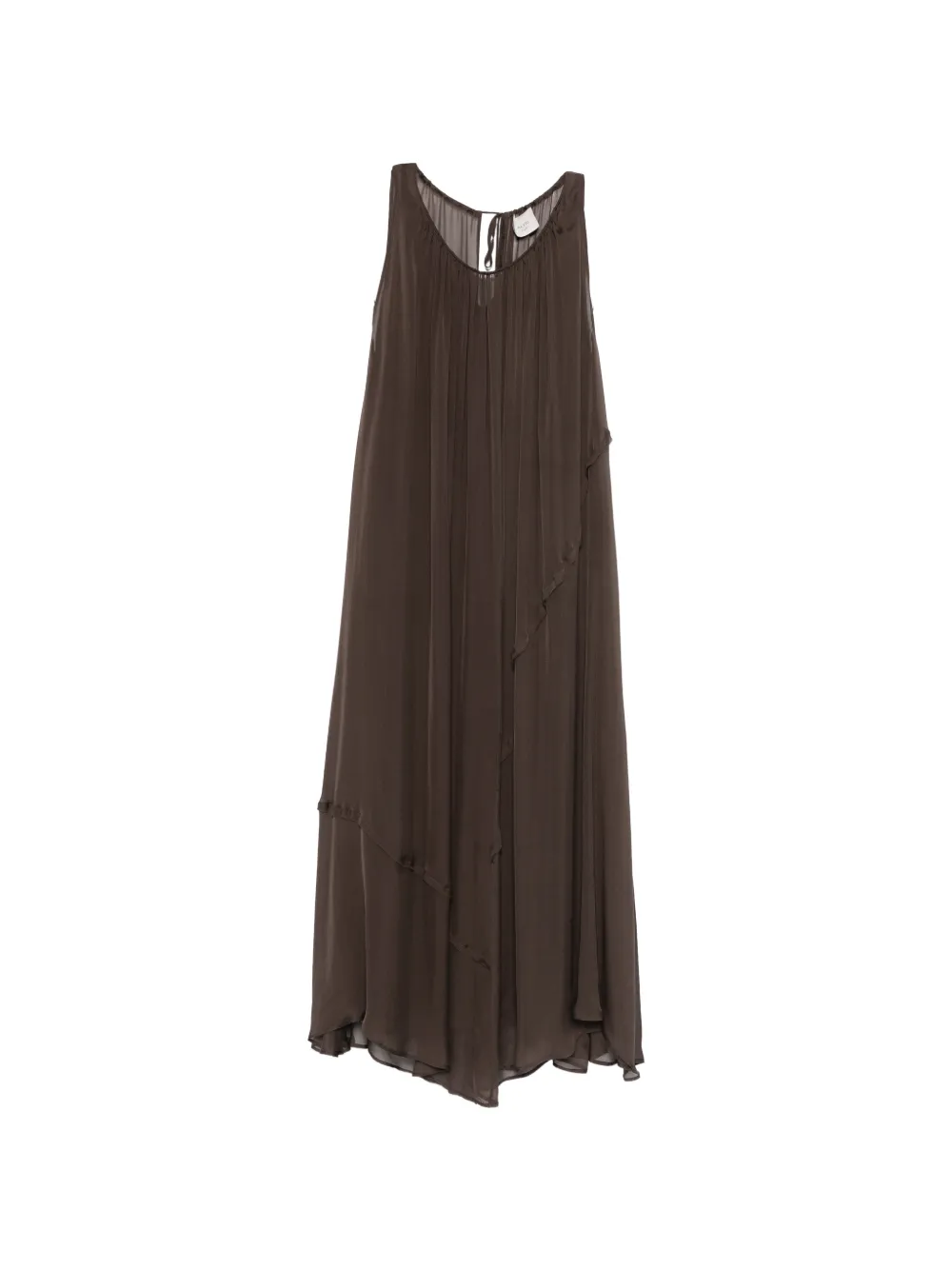 Alysi Gathered Midi Dress In Brown