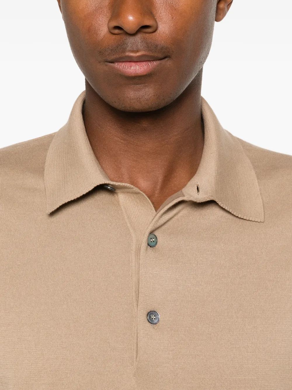 Zegna Ribgebreid poloshirt Beige