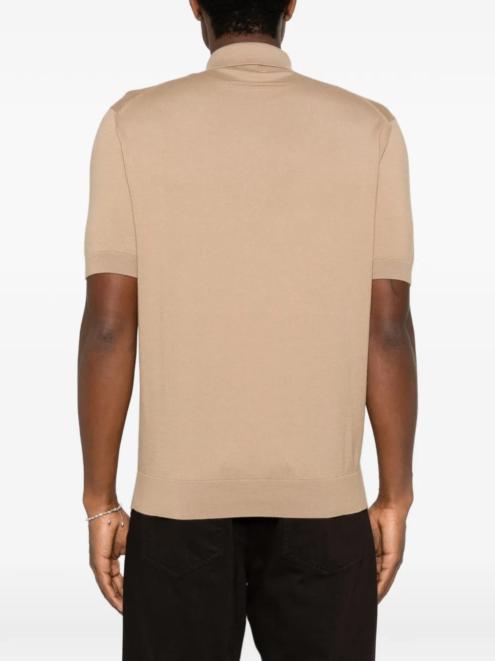 Zegna Ribgebreid poloshirt Beige