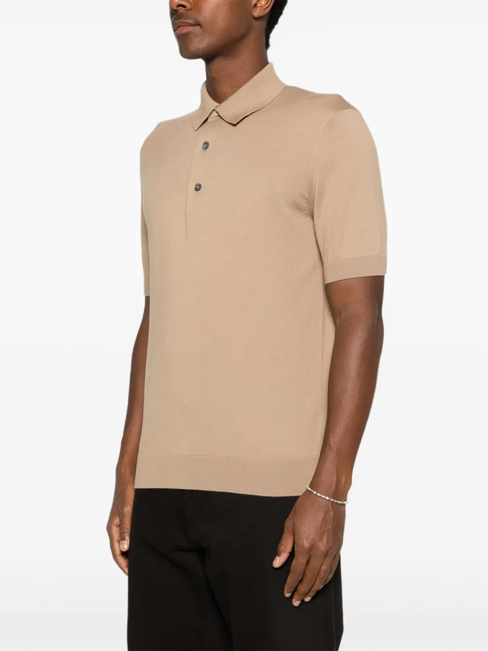 Zegna Ribgebreid poloshirt Beige