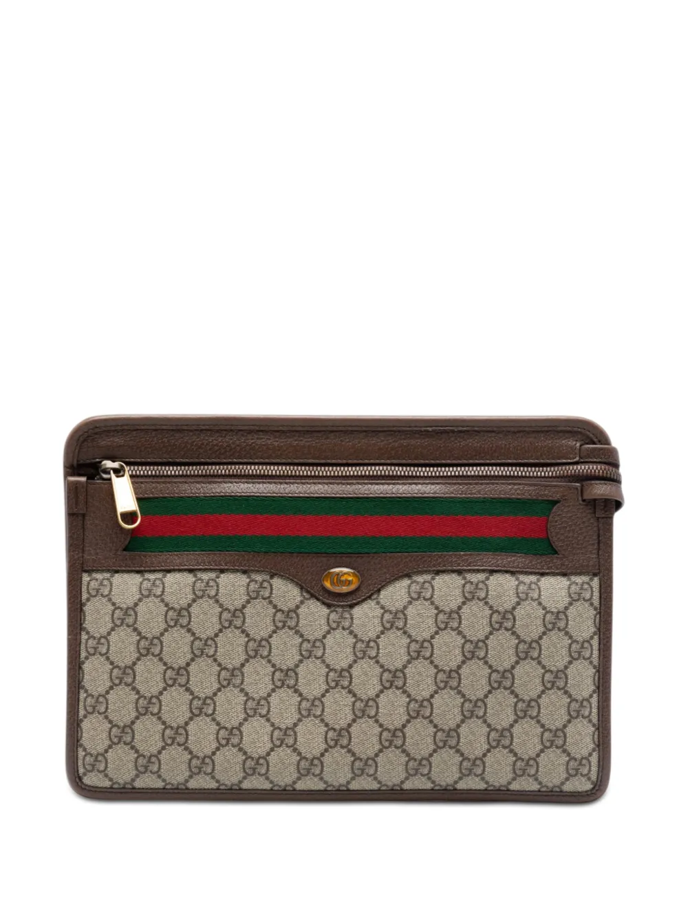 Gucci Pre-Owned 2016-2026 GG Supreme Web Ophidia clutch bag - Marrone