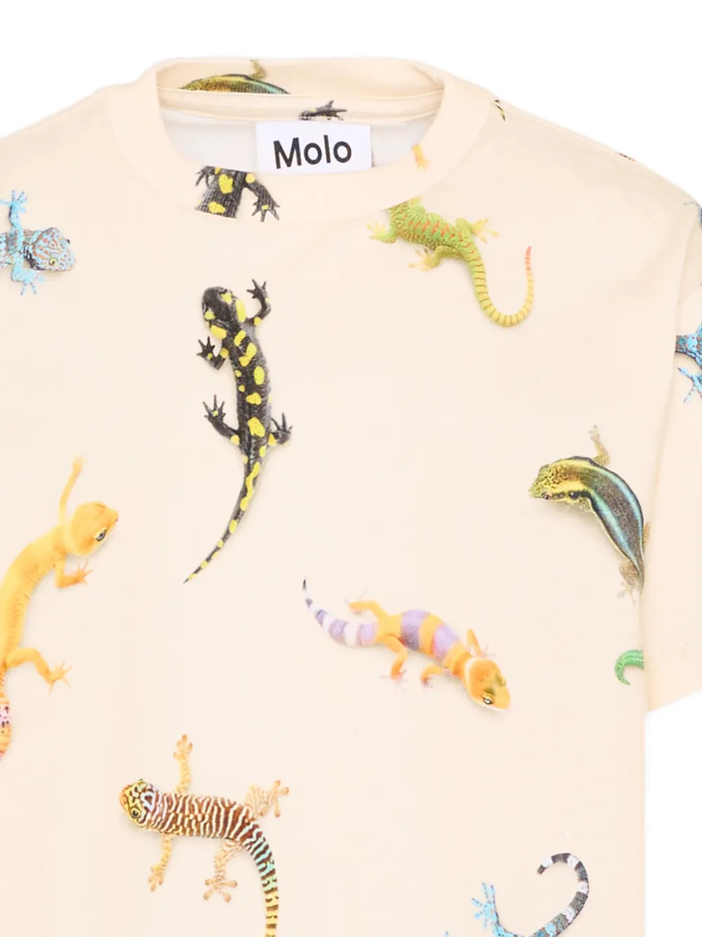 Molo Riley T-shirt met hagedissenprint Beige