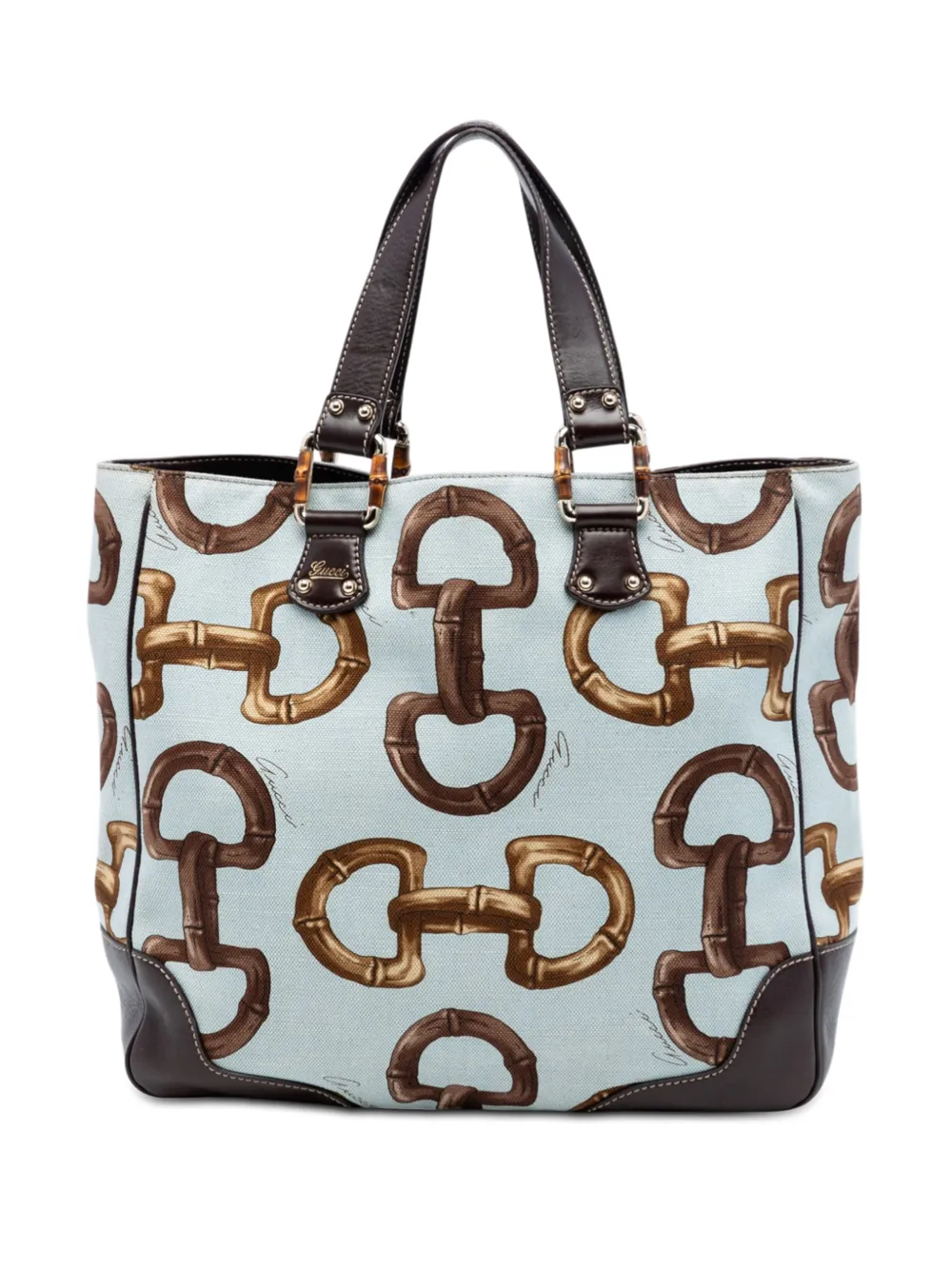Gucci Pre-Owned 2000-2015 Printed Canvas Bamboo Horsebit tote bag - Blu