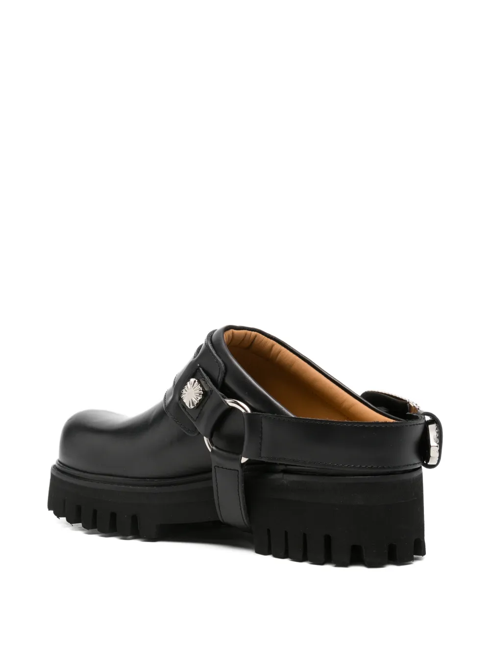 Toga Pulla Muiltjes met gespdetail en chunky zool Zwart