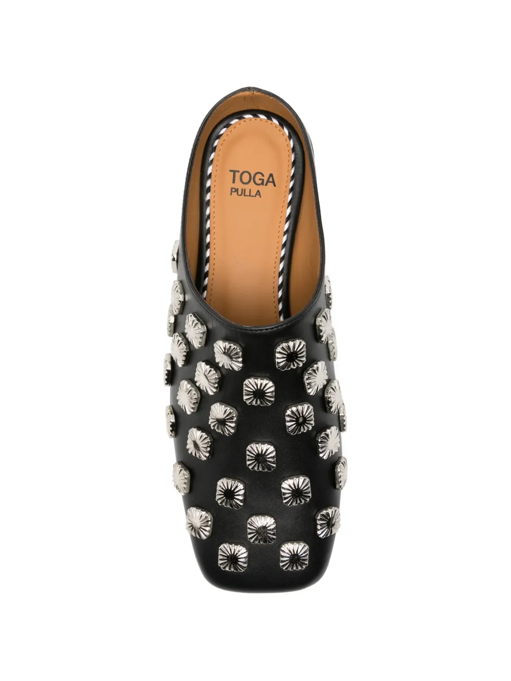 Toga Pulla stud-embellished leather mules Zwart