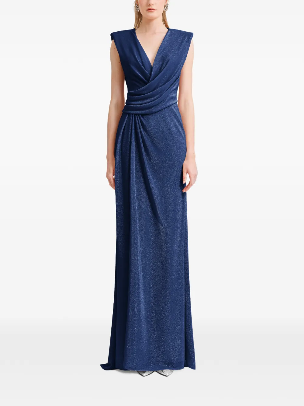 Gemy Maalouf Gedrapeerde jurk met V-hals Blauw