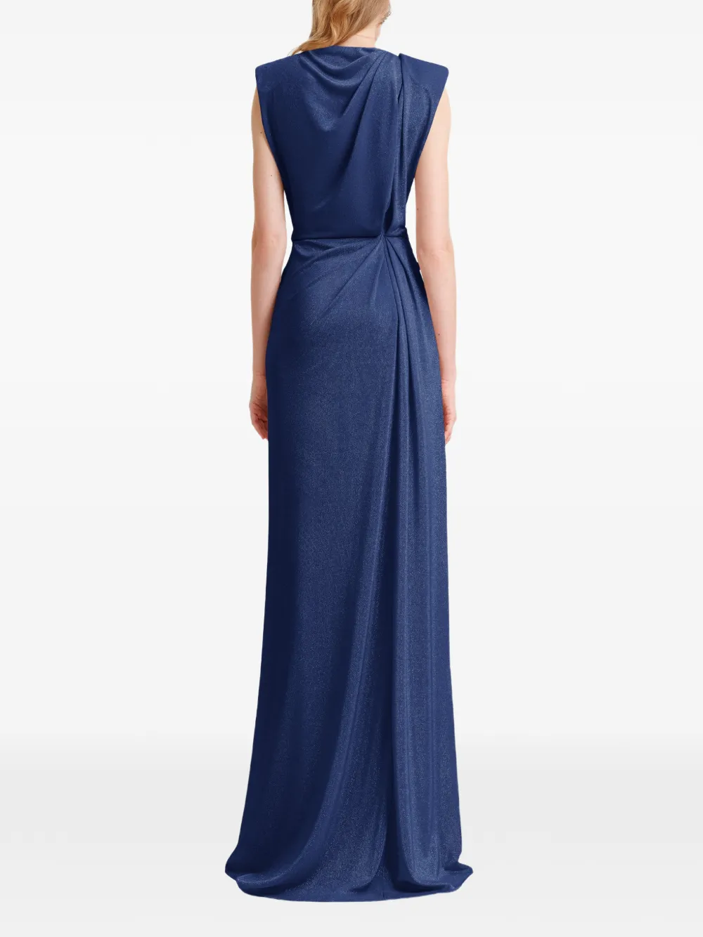 Gemy Maalouf Gedrapeerde jurk met V-hals Blauw