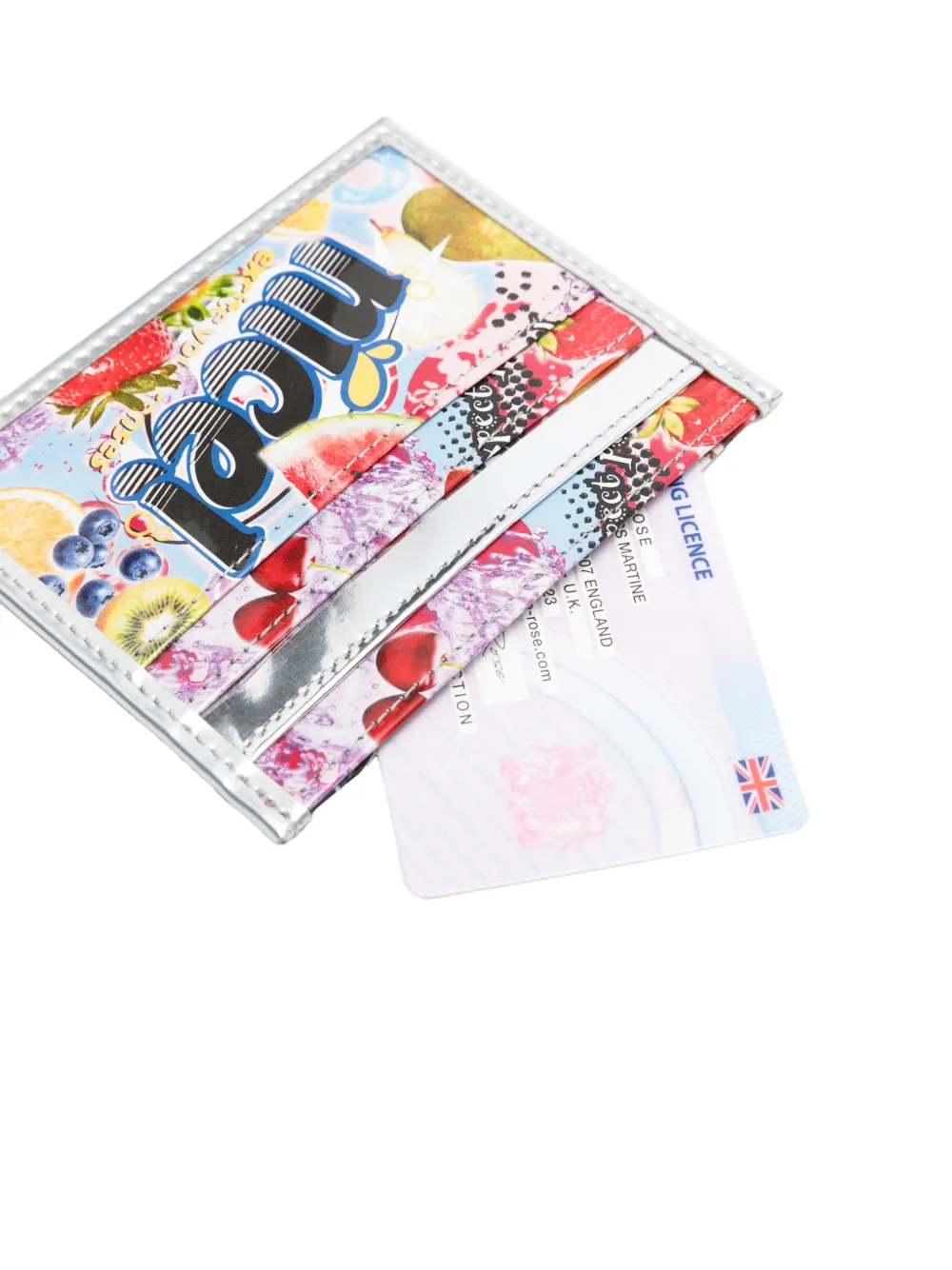 Martine Rose Pasjeshouder met fruit-print en logo-print Blauw