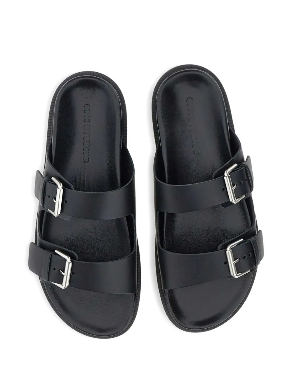 Copenhagen Studios Leren sandalen met verstelbare gesp Zwart