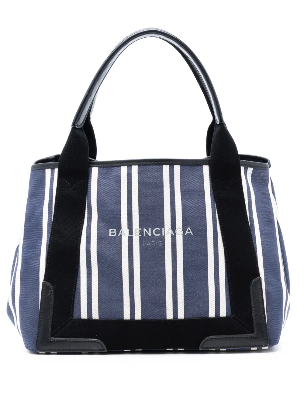Balenciaga Pre-Owned 2017 Canvas Striped Navy Cabas S tote bag - Blu