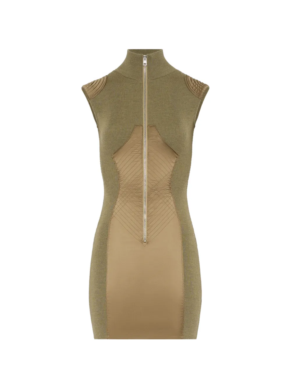 Jean Paul Gaultier ribbed front-zip mini dress - Verde