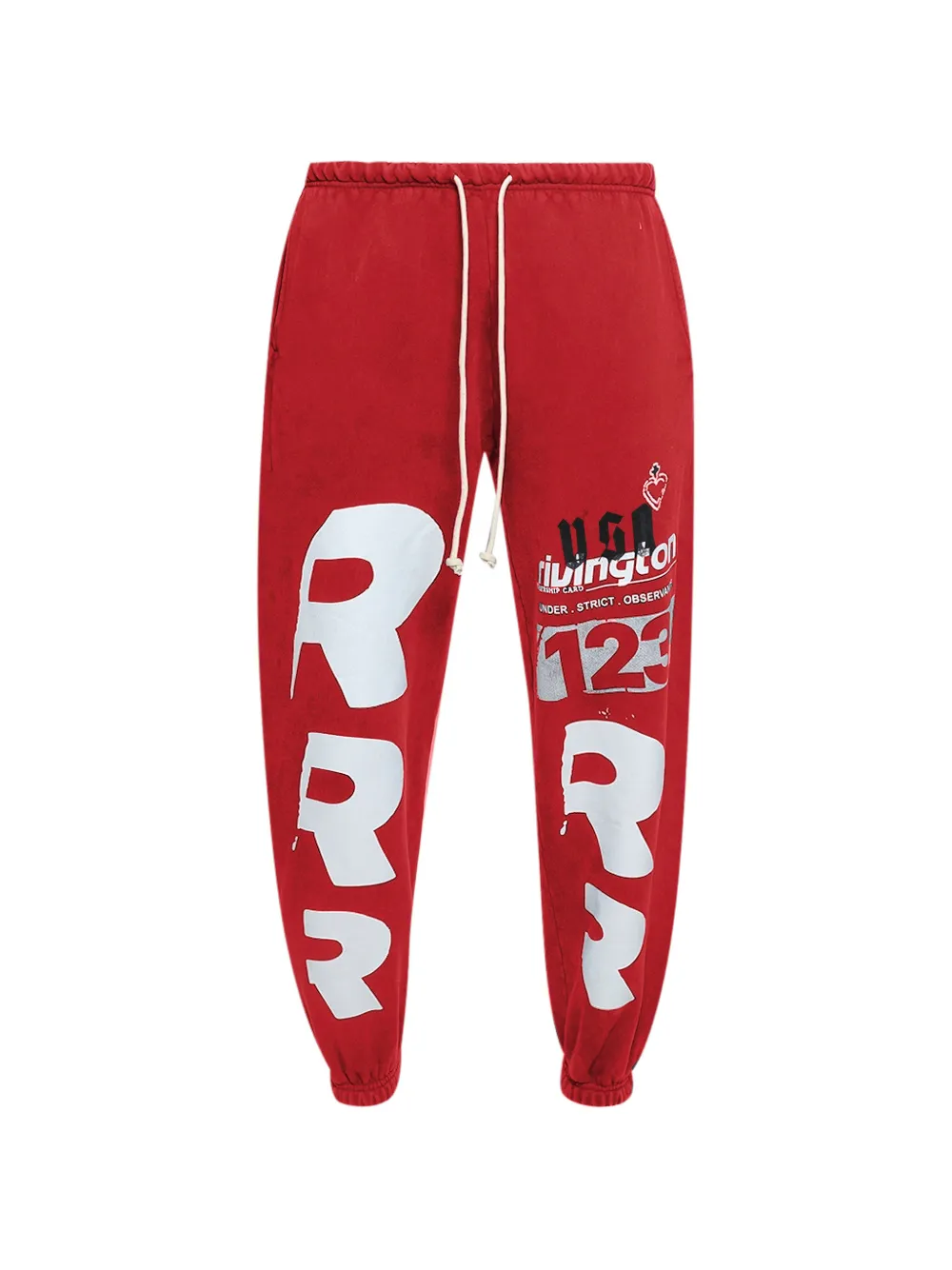RIVINGTON ROI REBIS Membership USO Enemy graphic-print trousers - Rosso