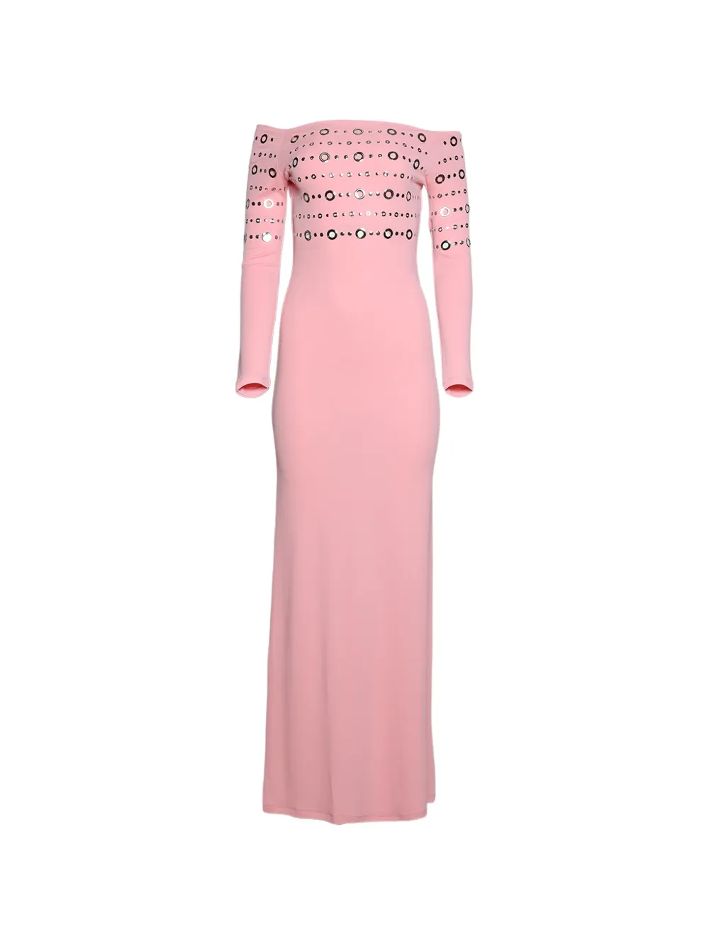 Rabanne ring-embellished off-shoulder dress - Pink
