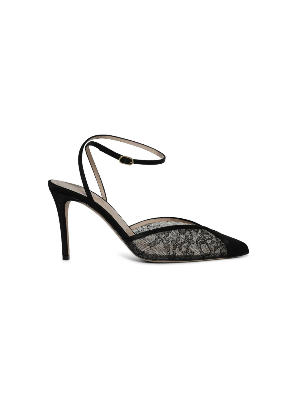 Andrea Wazen Lenny Lace 85 pumps met enkelbandje Zwart