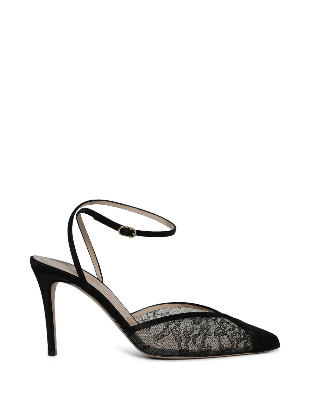 Andrea Wazen Lenny Lace 85 pumps met enkelbandje Zwart