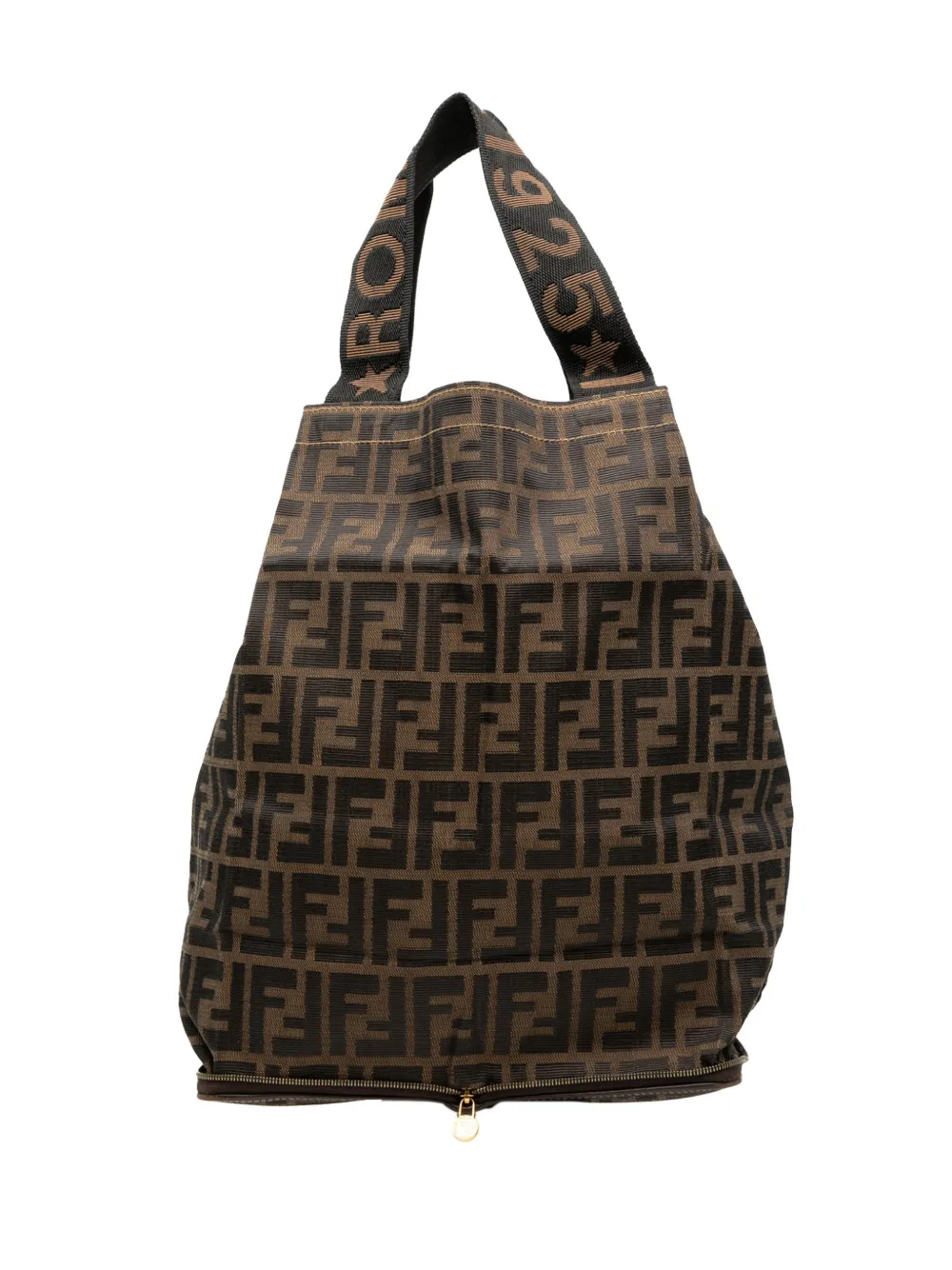 Pre-owned Fendi 20th Century Zucca Canvas And Nylon Foldable Tote Bag In Brown