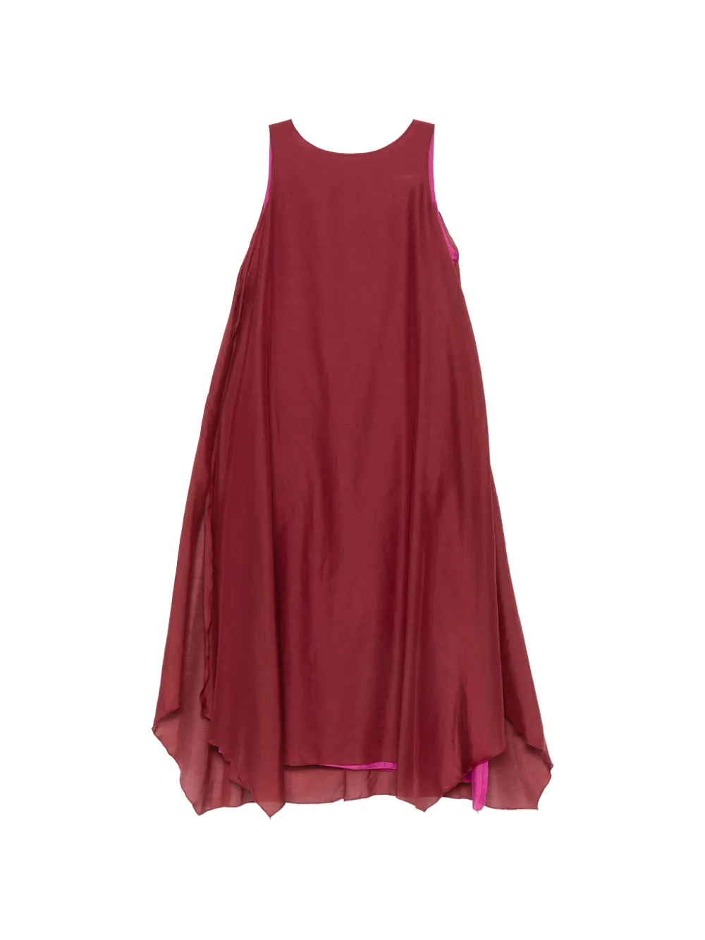 Liviana Conti semi-sheer sleeveless asymmetric dress - Rosso