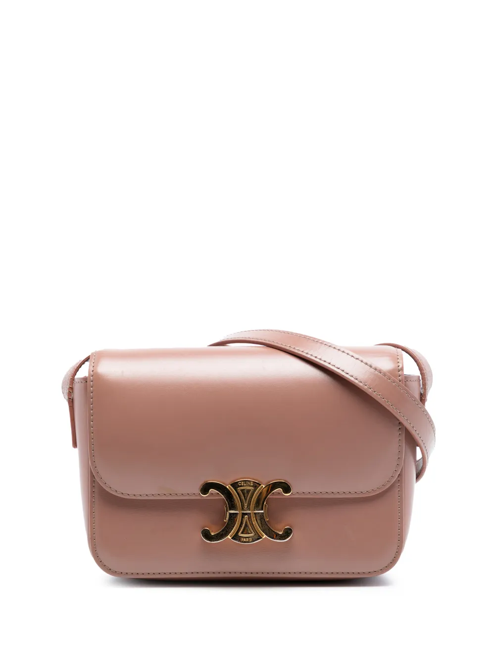 Celine Pre-Owned 2019 Teen Shiny Calfskin Triomphe crossbody bag - Rosa