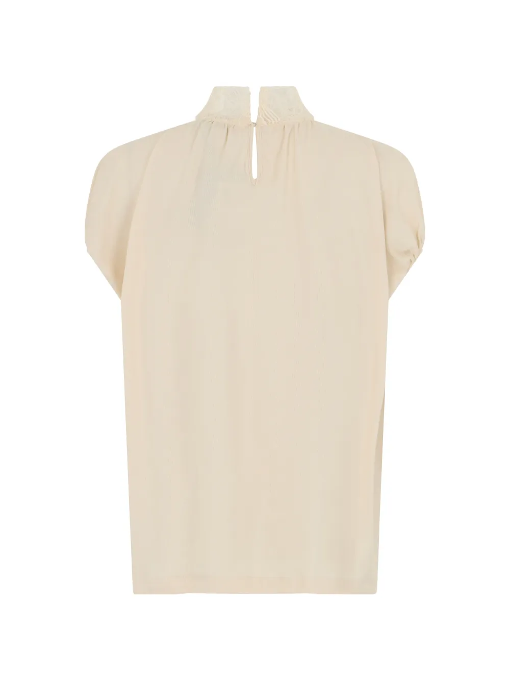Fabiana Filippi Gesmockte blouse met kanten kraag Beige
