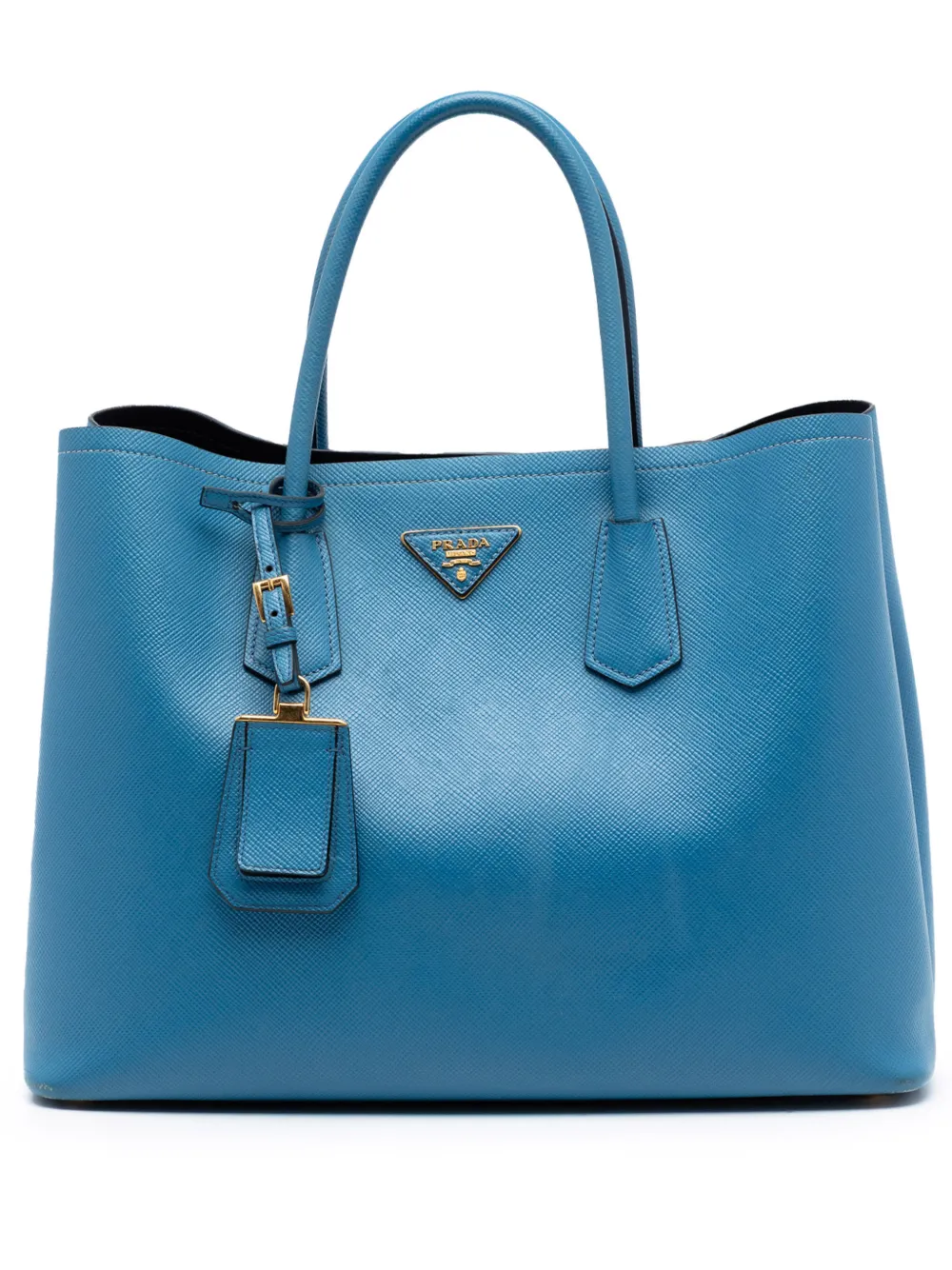 Prada Pre-Owned 2010-2026 Large Saffiano Cuir Double satchel - Blu