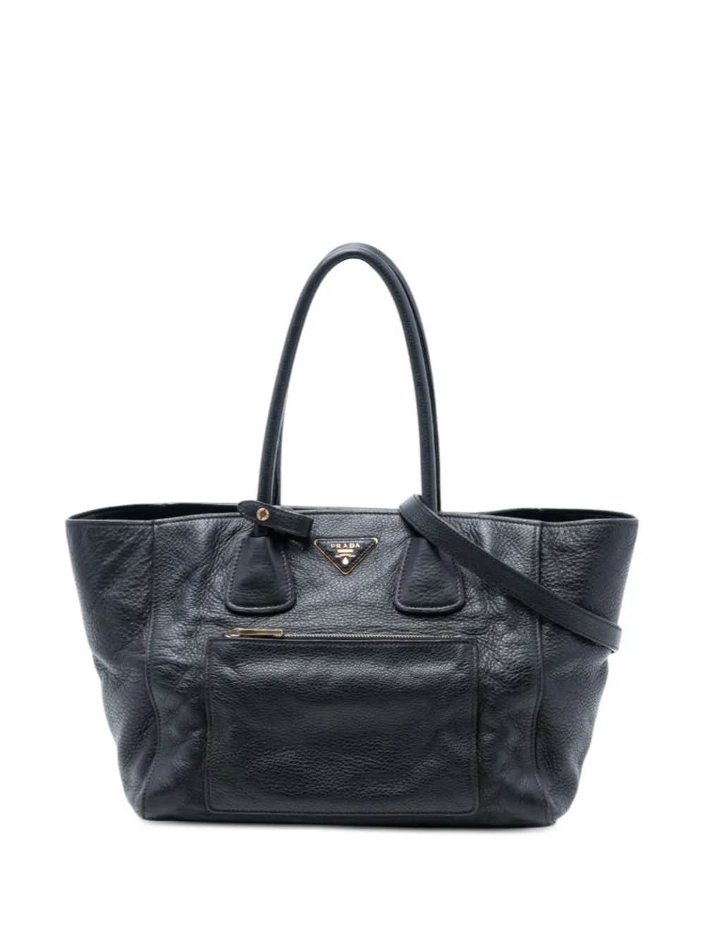 Prada Pre-Owned 2013-2026 Vitello Daino Front Pocket Open Convertible Tote satchel - Nero